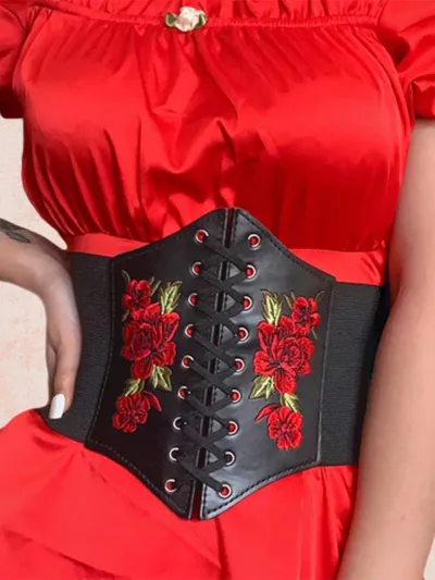corset-ceinture-fleurs Ζώνη κορσέ με λουλούδια σατεν