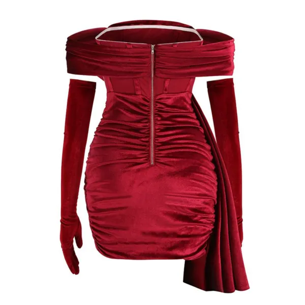 robe-bustier-velours-dos Βραχιόλινο κόκκινο βελούδινο φόρεμα με κορσέ