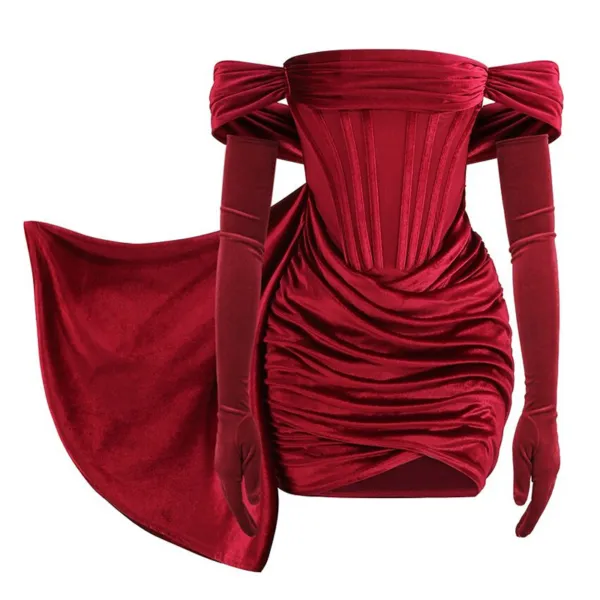 robe-bustier-velours-zoom-face Βραχιόλινο κόκκινο βελούδινο φόρεμα με κορσέ